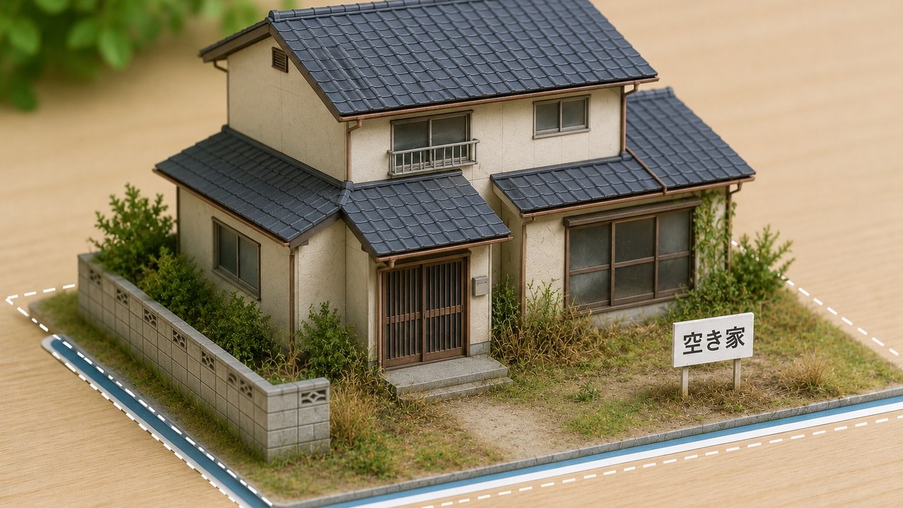 管理されていない空き家を表現したミニチュア模型